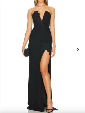 Sau Lee Flora Strapless Black Gown